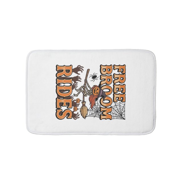 Free Broom Rides Halloween Witch Skeleton Design_1 Bath Mat (Front)