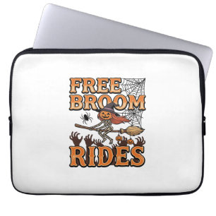 Free Broom Rides Halloween Witch Skeleton Design_1 Laptop Sleeve
