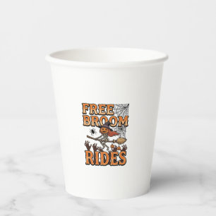 Free Broom Rides Halloween Witch Skeleton Design_1 Paper Cups