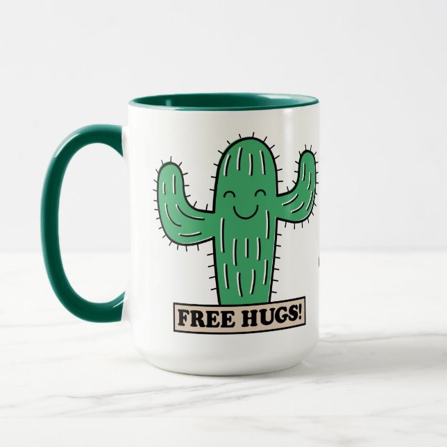 Free Cactus Hugs custom name mugs (Left)