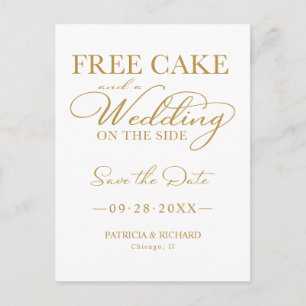 Free Cake And A Wedding On The Side Save The Date Postcard