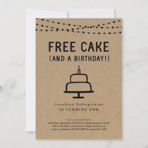 Free Cake Funny 1er Anniversaire Fête Invitation