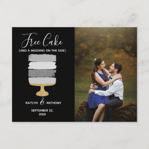 Free Cake Funny Modern Photo Wedding Save The Date Announcement Postcard