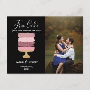 Free Cake Funny Modern Photo Wedding Save The Date Announcement Postcard
