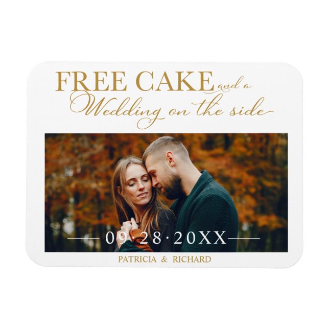 Free Cake Funny Wedding Save The Date Photo Magnet (Horizontal)