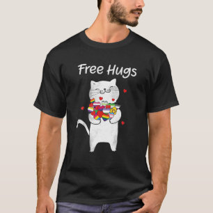 Free Cat Hugs Gay Les Rainbow Heart LGBT Pride Mon T-Shirt