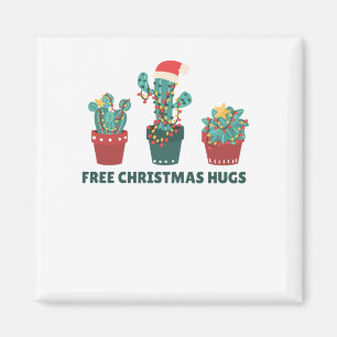 Free Christmas Hugs Funny Cactus Plants Magnet