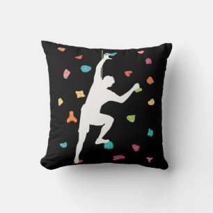 Free Climbing Men Bouldering Throw Pillow