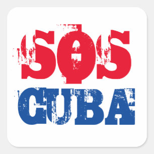 Free Cuba SOS Cuba red white blue Square Sticker