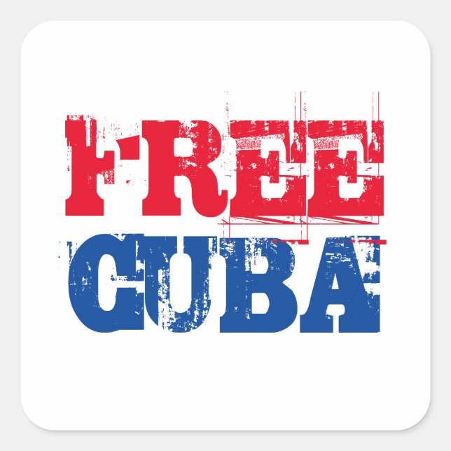 Free Cuba SOS Cuba red white blue Square Sticker (Front)