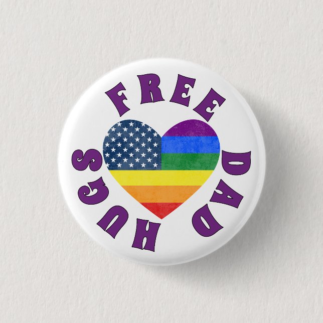 Free Dad Hugs 1 Inch Round Button (Front)