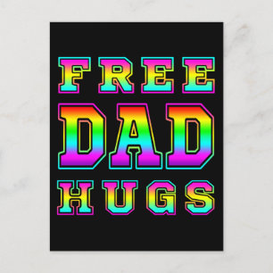 Free Dad Hugs In Colourful Rainbow Typography Postcard