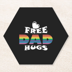 Free Dad Hugs Lgbt Paper Coaster