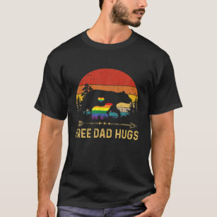 Free Dad Hugs LGBT Pride Dad Bear Baby Retro Gift T-Shirt