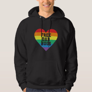 Free Dad Hugs Rainbow Hearts Flag Lgbt For Pride M Hoodie