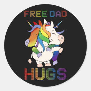 Free Dad Hugs Straigh Ally LGBT Gay Lesbian Trans  Classic Round Sticker