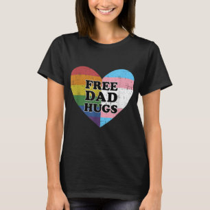 Free dad hugs with rainbow and transgender flag he T-Shirt