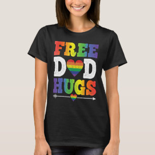 Free Dad hugs with rainbow flag for gay and lesbia T-Shirt