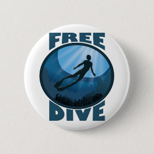 Free Dive - The Ocean Is Calling Freediver 2 Inch Round Button