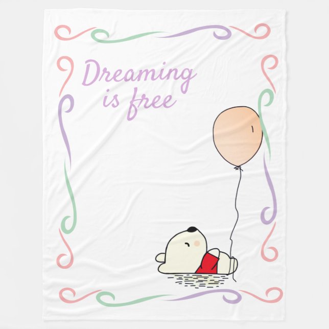 Free Dreams Bear with Balloons Fleece Blanket (Front)