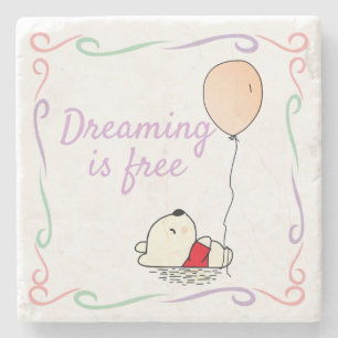 Free Dreams Bear with Balloons Stone Coaster