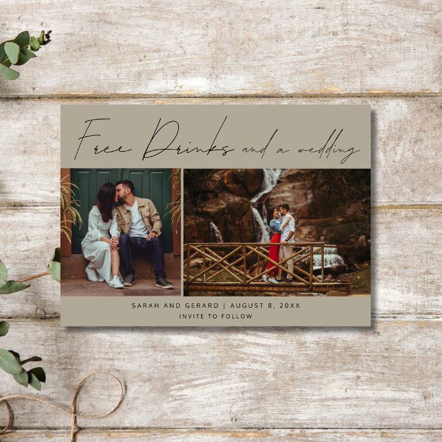 Free Drinks and a Wedding Photo Save the Date (Free Drinks and a Wedding Photo Save the Date)