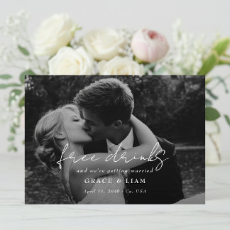 Free Drinks Elegant Modern Romantic Photo Wedding Save The Date