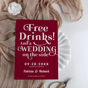 Free Drinks Funny Casual Wedding Save The Date Postcard