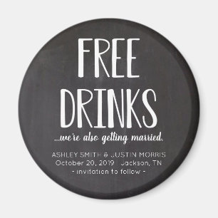 Free Drinks Funny Save the Date Magnets