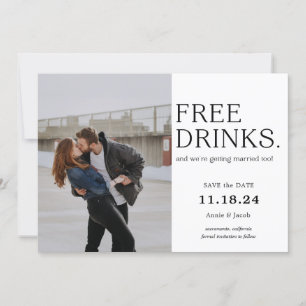 Free Drinks Save the Date Invitation