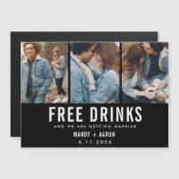 Free Drinks Three Photo Wedding Save the Date