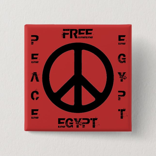 FREE EGYPT PEACE EGYPT 2 INCH SQUARE BUTTON (Front)