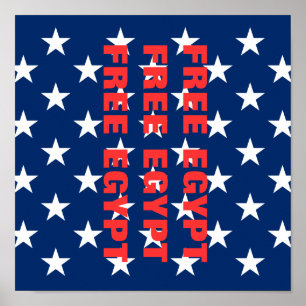 FREE EGYPT RED WHITE BLUE POSTER