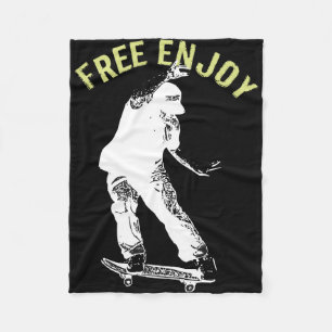 Free Enjoy Retro Urban Skateboarding Fleece Blanket
