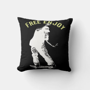 Free Enjoy Retro Urban Skateboarding  Throw Pillow