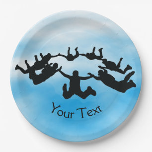 Free Falling Skydiving Design Paper Plate