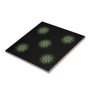Free Flowing Floral Green Grey Brown Leaves Art Tile