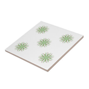 Free Flowing Floral Green Grey Brown Leaves Art Tile