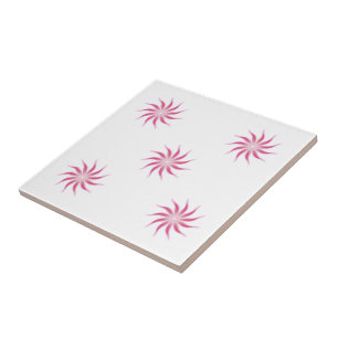 Free Flowing Floral Pretty In Pink Leaves Art Tile