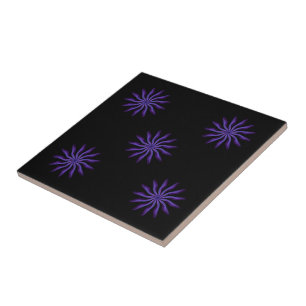 Free Flowing Floral Pretty In Purple Leaf Art Tile