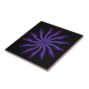Free Flowing Floral Pretty In Purple Leaf Art Tile