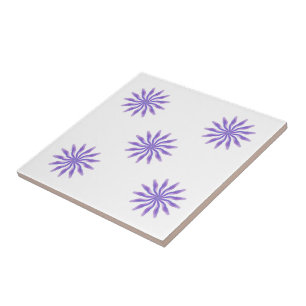 Free Flowing Floral Pretty In Purple Leaf Art Tile