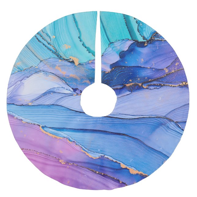 Free-flowing textures, luxury abstract art. brushed polyester tree skirt (Front)