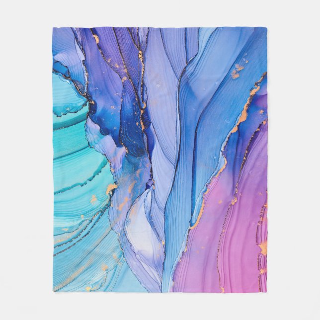 Free-flowing textures, luxury abstract art. fleece blanket (Front)