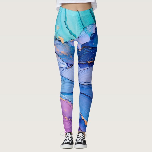Free-flowing textures, luxury abstract art. leggings (Front)