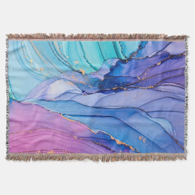 Free-flowing textures, luxury abstract art. throw blanket (Front)