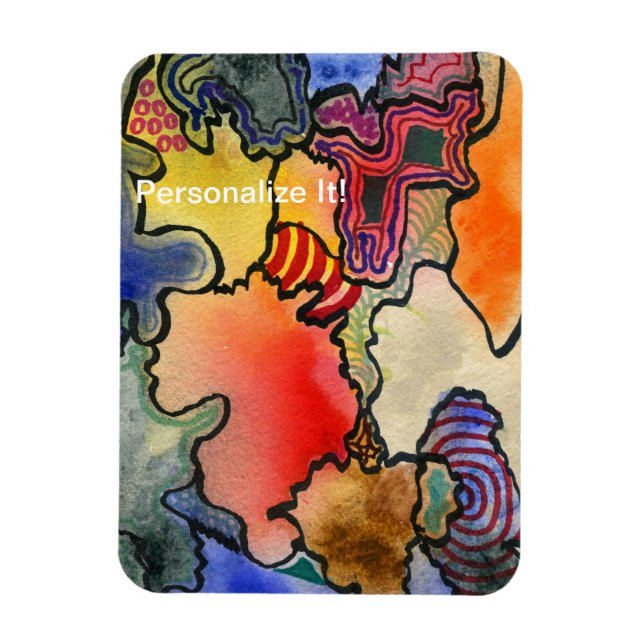 Free form abstract cool & hot colour cells art magnet (Vertical)