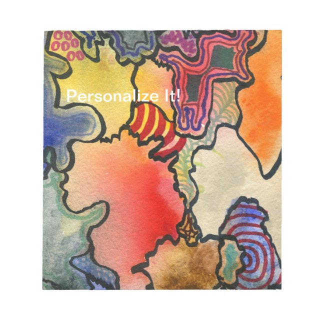 Free form abstract cool & hot colour cells art notepad (Front)