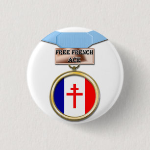 Free French Ace medal button