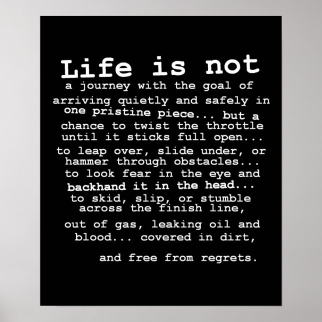 Free From Regrets Dirt Bike Motocross Poster (Front)